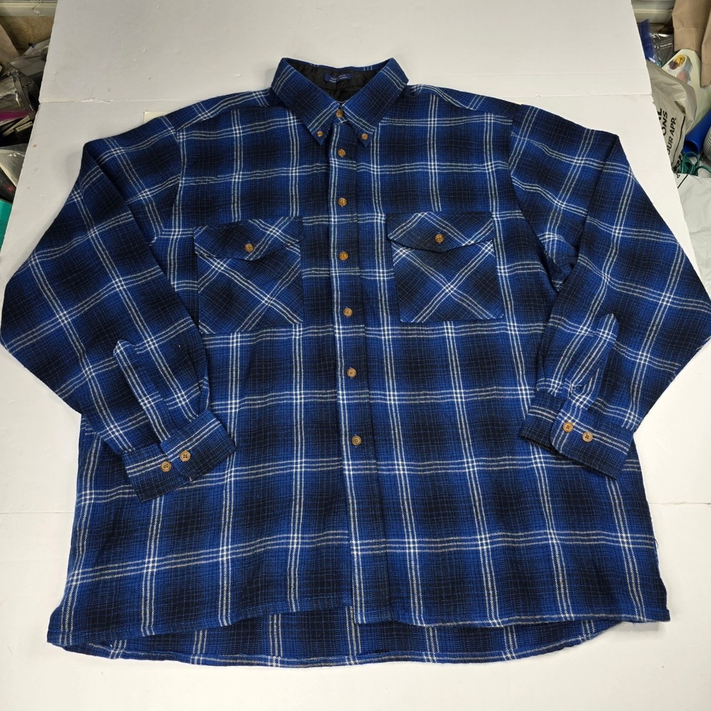 Savile Row XL Acrylic Plaid Flannel Shirt Long Sleeve Menswear vintage vtg
